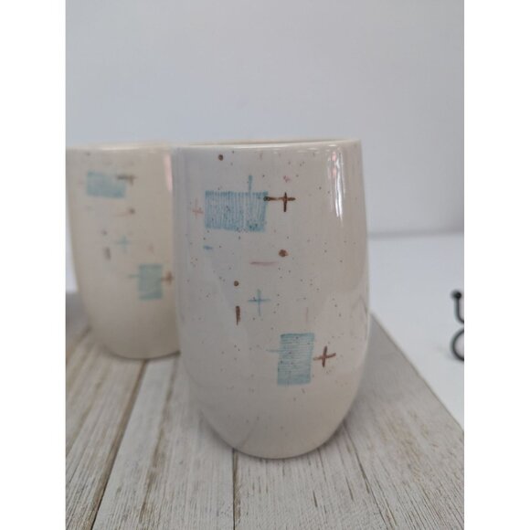 Vintage Set of 4 Vernonware Metlox Heavenly Days 5" Tumblers Cups Glasses MCM - Picture 2 of 12